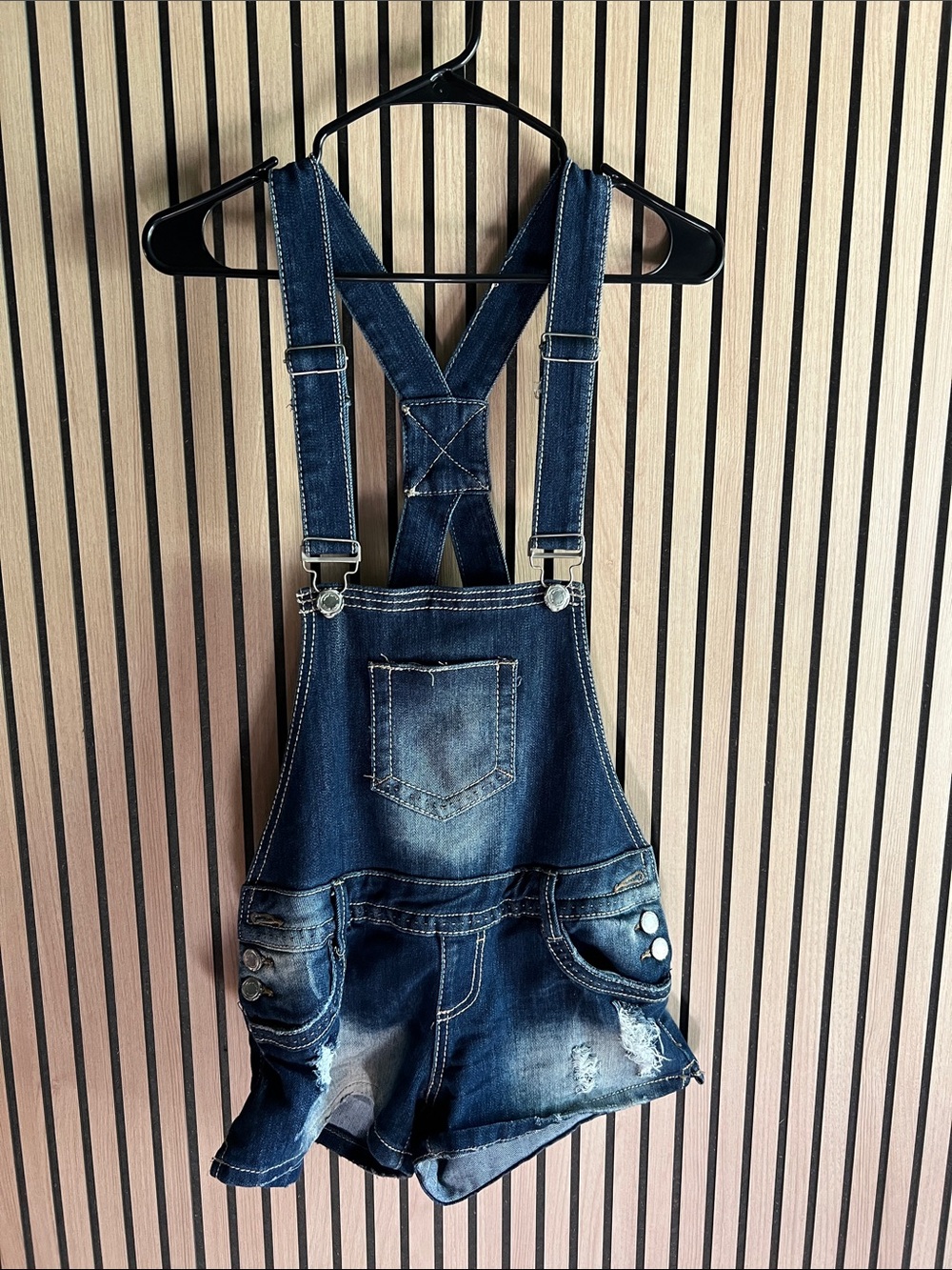 Denim Blue Womens Short Overalls - Classic Blue